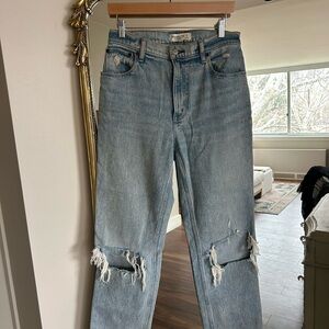 Abercrombie & Fitch Ripped Blue Straight Leg Jeans